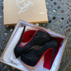 Christian Louboutin Black Suede Pumps with Red Soles